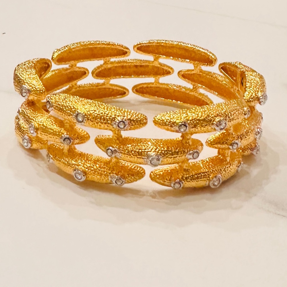 Alexis Bittar Elegant Gold Bracelet with Crystal Accents